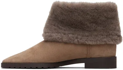 Totême Beige Fold-down Shearling Boots In Brown