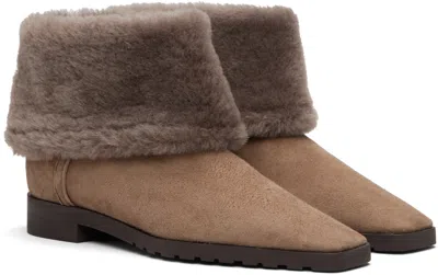 Totême Beige Fold-down Shearling Boots In Brown