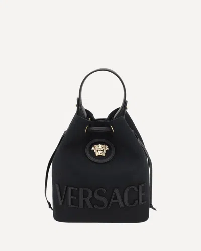 Versace La Medusa Bucket Bag In Black