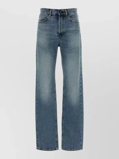 Frame Faded Wash Five-pocket Denim Trousers In Blue