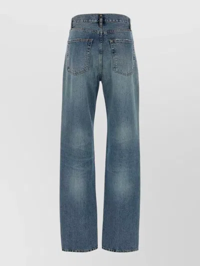 Frame Faded Wash Five-pocket Denim Trousers In Blue