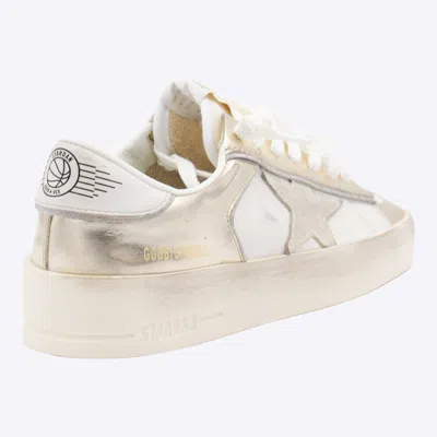 Golden Goose White And Gold Stardan Sneakers In Metallic