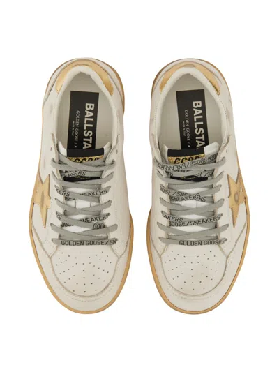 Golden Goose White Distressed Leather Sneakers In White