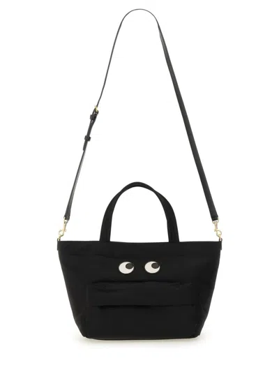 Anya Hindmarch Women Black Nylon Mini Eyes Handbag