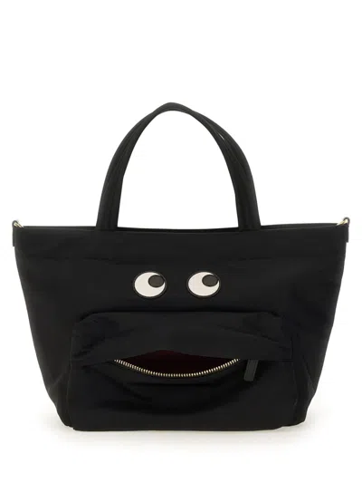 Anya Hindmarch Women Black Nylon Mini Eyes Handbag