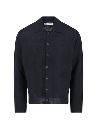 Our Legacy Evening Polo Cardigan In Blue