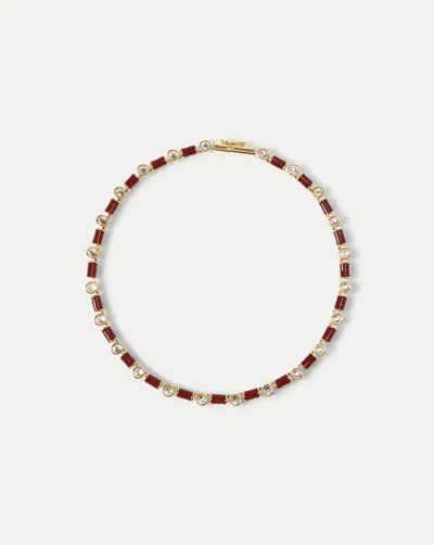 Veronica Beard Burgundy Enamel And Crystal Barrel Necklace In Burgundy