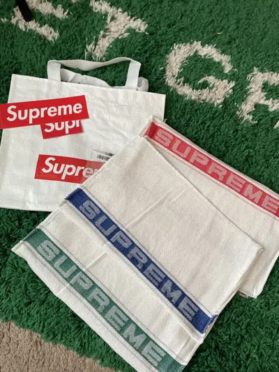 Pre-owned Supreme 3 Pack Shop Towel Bag Tote In White