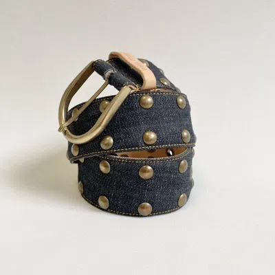 Pre-owned Miu Miu Mid 2000s Blue Studded Denim Belt