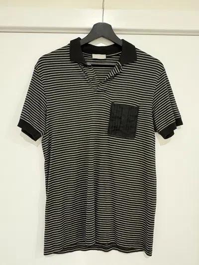 Pre-owned Dior X Hedi Slimane S/s 2007 Dior Homme By Hedi Slimane Striped Polo In Black