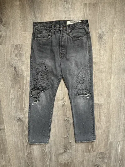 Pre-owned Kapital Monkey Cisco Distressed Denim Jeans In Gray