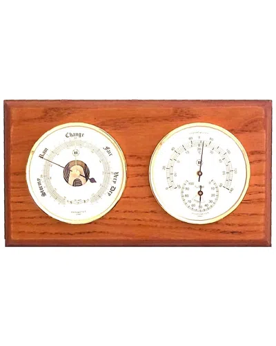Bey-berk Barometer And Thermometer In Brown