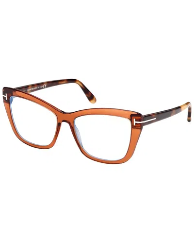 Tom Ford 55mm Cat Eye Blue Light Blocking Optical Glasses In Brown