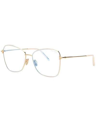 Tom Ford Eyeglasses Butterfly Full Rim, Ivory/gold Frame And Clear Demo Lens Lens Ft5906-b025 In Gold
