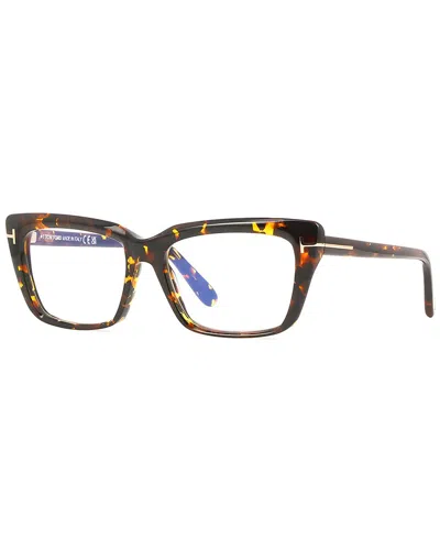 Tom Ford Eyeglasses Square Full Rim, Shiny Black Frame And Clear Blue Light Block Lens Ft5894-b001 In Multi