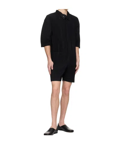 Issey Miyake Pleats Bottoms 3 Jumpsuit In Black