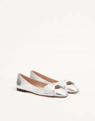Valentino Bowow Ballerina In Laminated Nappa In White