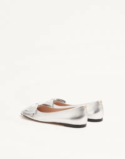 Valentino Bowow Ballerina In Laminated Nappa In White