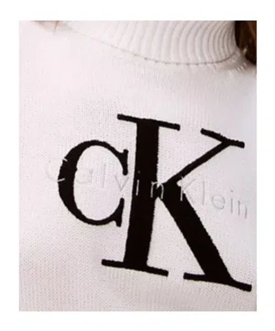 Calvin Klein Jeans Est.1978 Soft Chenille Roll Neck Jumper In White