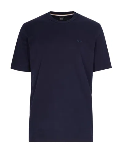 Hugo Boss Boss Men Cotton Jersey T-shirt With Logo In Blue