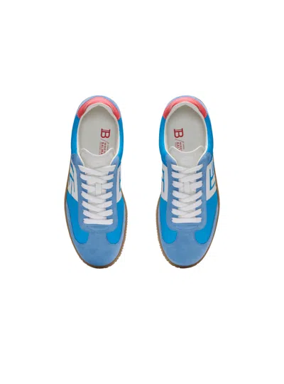 Balmain Swan Leather Suede Sneakers In Blue