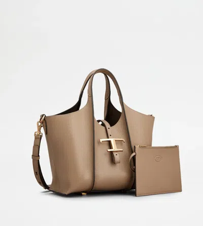 Tod's T Timeless Mini Leather Shoulder Bag In Nude