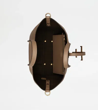 Tod's T Timeless Mini Leather Shoulder Bag In Nude