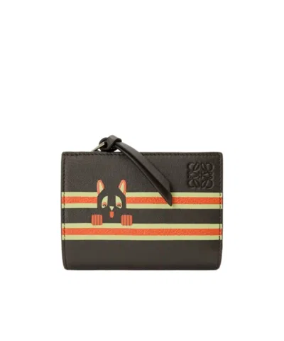 Loewe Futurist Cat Compact Wallet In Classic Calfskin In Black