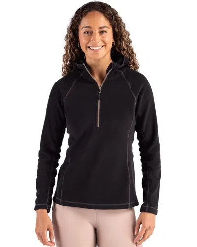 Clique Powder Recycled Fleece Womens Half Zip Hooded Pullover In Black