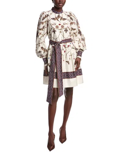 Marchesa Notte Printed Mini Shirtdress In White