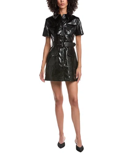Toccin Lydia Short Sleeve Faux Leather Dress In Black