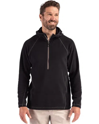 Clique Powder Recycled Fleece Mens Half Zip Hooded Pullover In Black