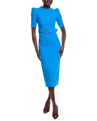 Carla Ruiz Belted Midi Dress In Blue