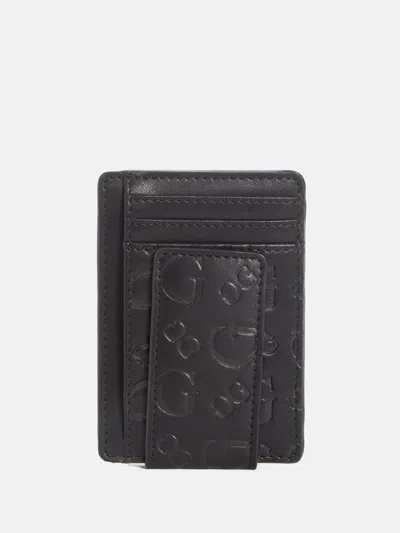 Guess Factory Debossed Logo Card Case In Black