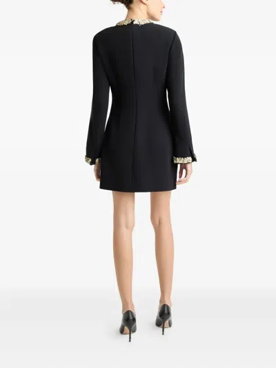 Cinq À Sept Adi Floral Embellished Long Sleeve Minidress In Black