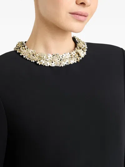 Cinq À Sept Adi Floral Embellished Long Sleeve Minidress In Black