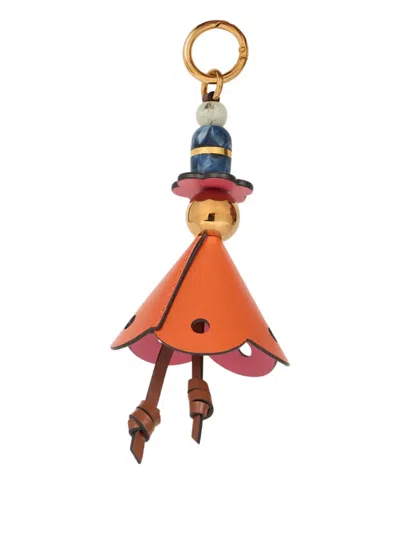 Etro Flower Marbles Leather Charm Bag In Orange