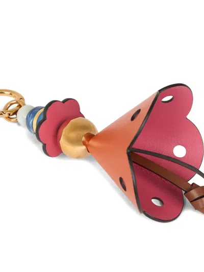 Etro Flower Marbles Leather Charm Bag In Orange