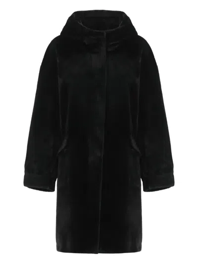 Betta Corradi Faux-fur Hooded Coat In Black