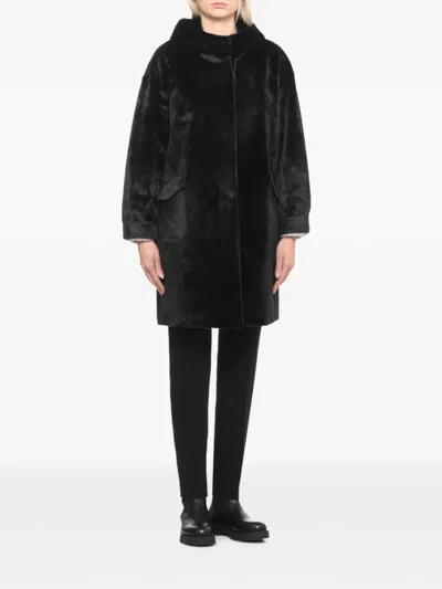 Betta Corradi Faux-fur Hooded Coat In Black