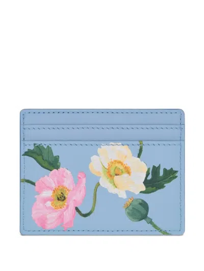 Oscar De La Renta Poppy-printed Card Holder In Green