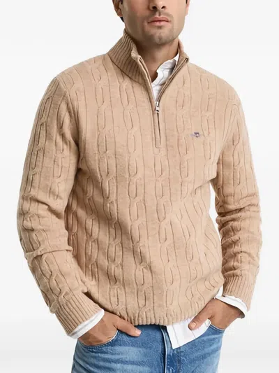 Gant Cable-knit Half-zip Sweater In Multi