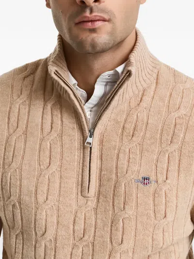 Gant Cable-knit Half-zip Sweater In Multi