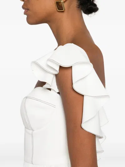 Parlor Ruffled Pleated Mini Dress In White