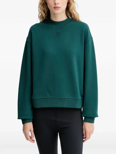 Hugo Boss Logo-sleeve Logo-detail Sweater In Green