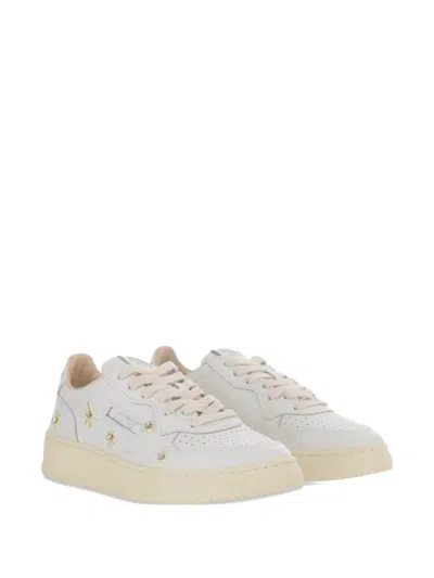 Autry Embroidered Flower Trainers In White
