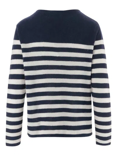 Bruno Manetti Crew-neck Striped Sweater In Blue