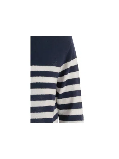 Bruno Manetti Crew-neck Striped Sweater In Blue