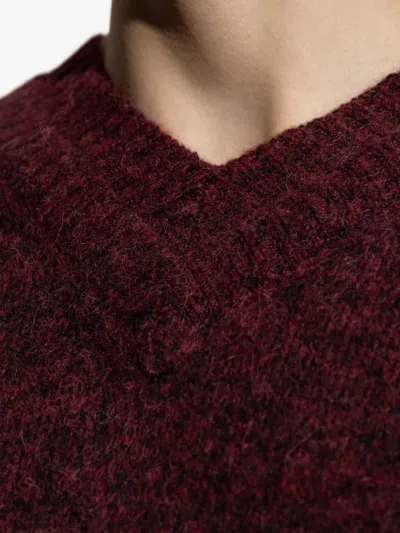 Samsoe & Samsoe Safloyd V-neck Knitted Sweater In Burgundy