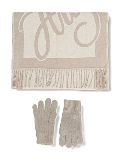 Hugo Boss Fringed-border Scarf Set In Neutral